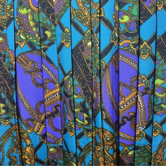 Vintage￼ Pleated Midi A Line Skirt ￼abstract Glam Design Andrea Gayle Size 6 - Picture 2 of 10